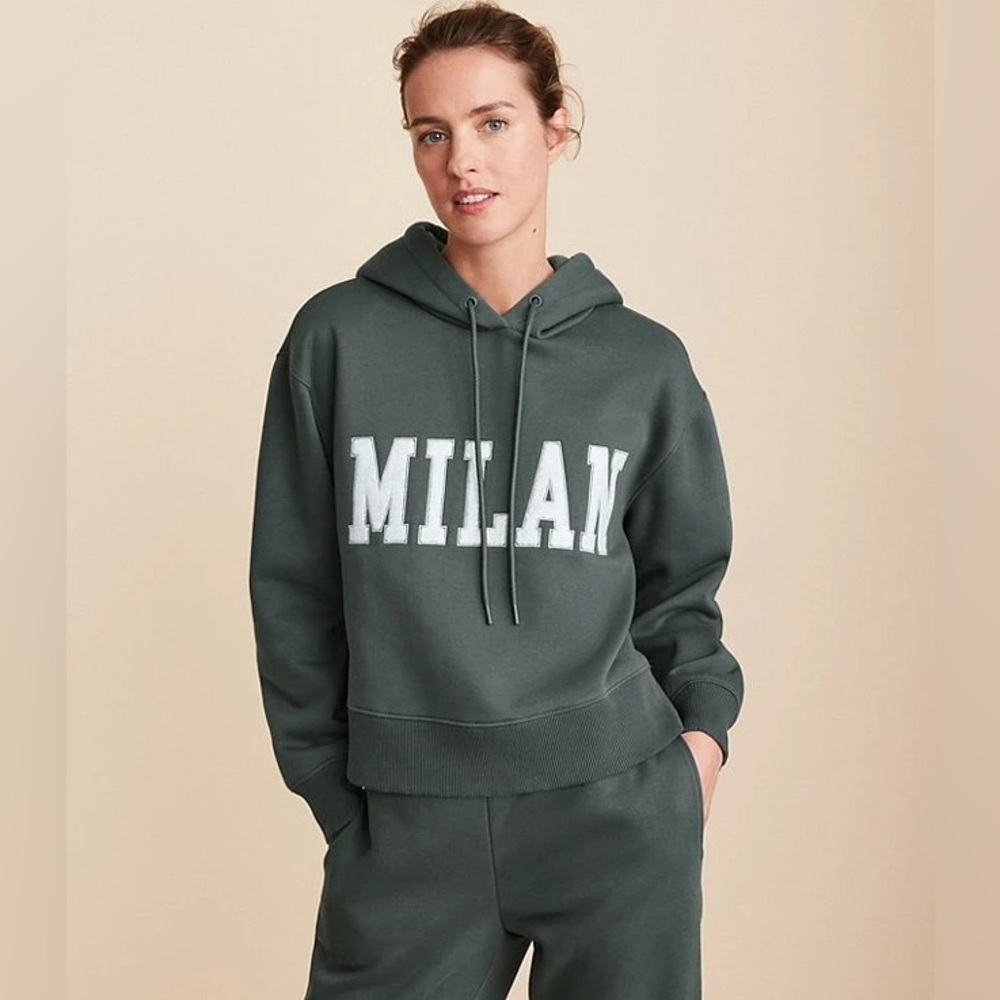 Lou & Grey MILAN Graphic Hoodie – Olive Green XS